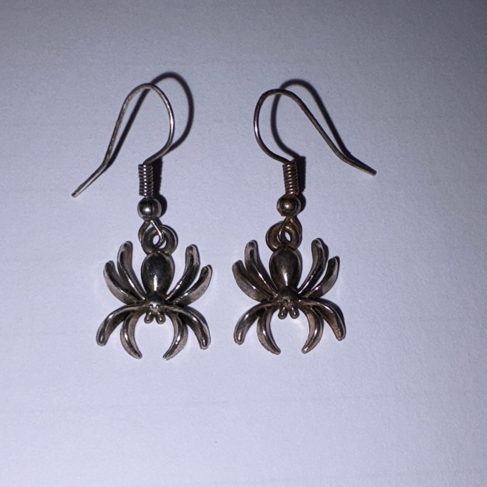 Silver Spider Earrings
